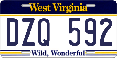 WV license plate DZQ592