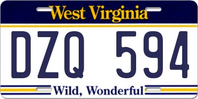 WV license plate DZQ594