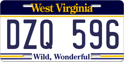 WV license plate DZQ596