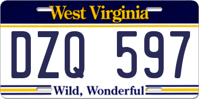 WV license plate DZQ597