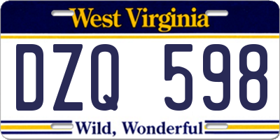 WV license plate DZQ598