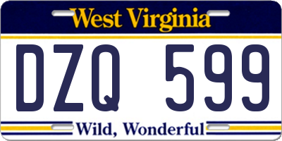 WV license plate DZQ599