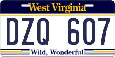 WV license plate DZQ607