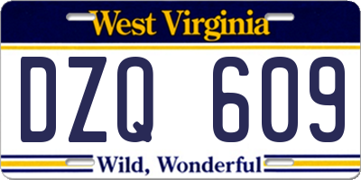 WV license plate DZQ609