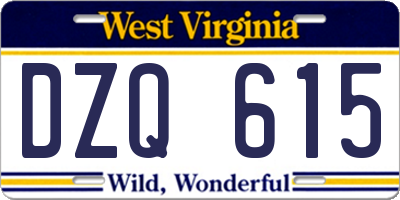 WV license plate DZQ615