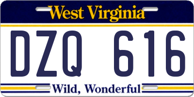 WV license plate DZQ616