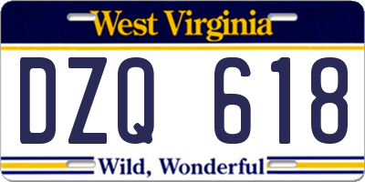 WV license plate DZQ618