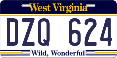 WV license plate DZQ624