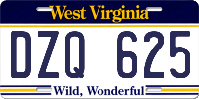 WV license plate DZQ625