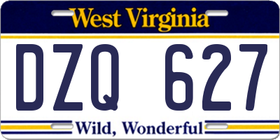 WV license plate DZQ627