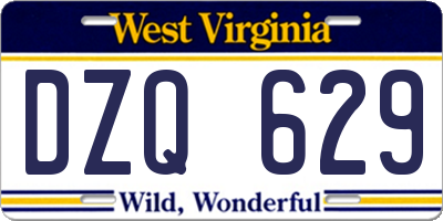 WV license plate DZQ629