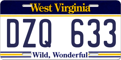 WV license plate DZQ633