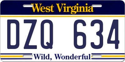 WV license plate DZQ634