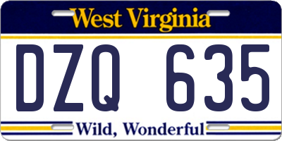 WV license plate DZQ635