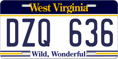 WV license plate DZQ636