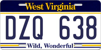 WV license plate DZQ638