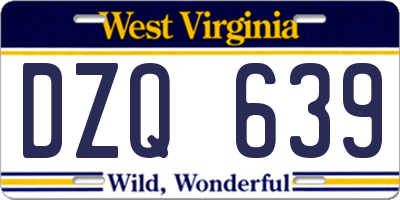 WV license plate DZQ639