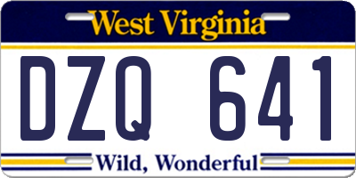 WV license plate DZQ641