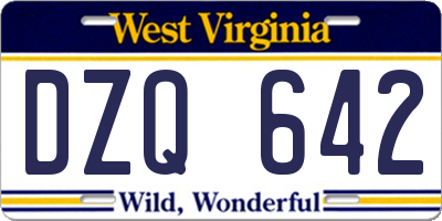 WV license plate DZQ642