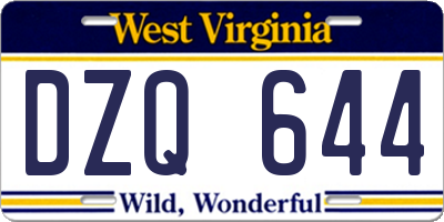 WV license plate DZQ644