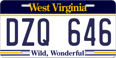 WV license plate DZQ646