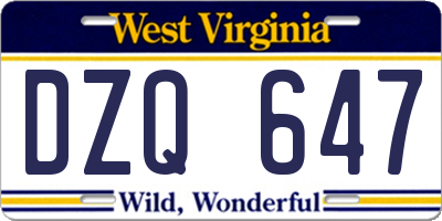 WV license plate DZQ647