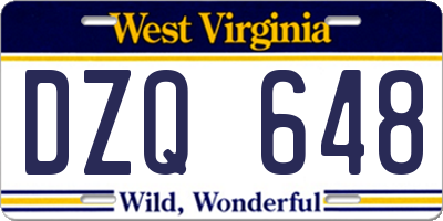 WV license plate DZQ648