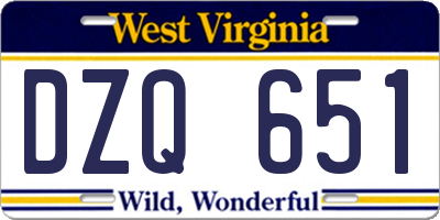 WV license plate DZQ651