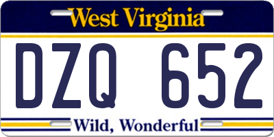 WV license plate DZQ652