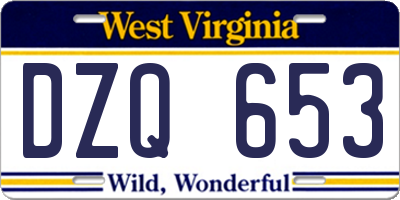 WV license plate DZQ653