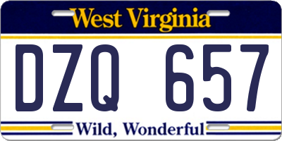 WV license plate DZQ657