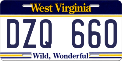 WV license plate DZQ660