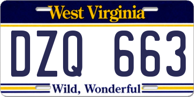 WV license plate DZQ663