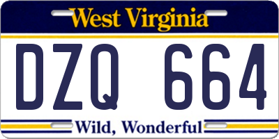 WV license plate DZQ664