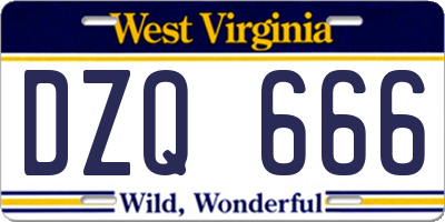 WV license plate DZQ666