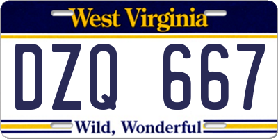 WV license plate DZQ667