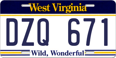 WV license plate DZQ671