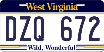 WV license plate DZQ672