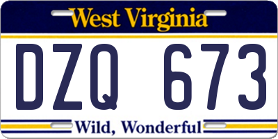 WV license plate DZQ673