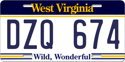 WV license plate DZQ674