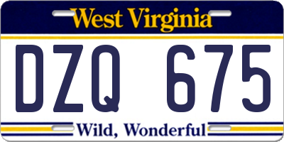 WV license plate DZQ675