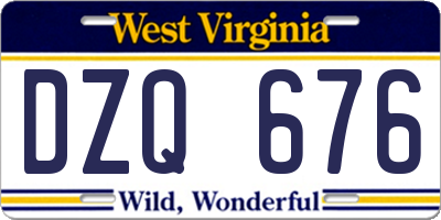 WV license plate DZQ676