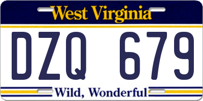 WV license plate DZQ679