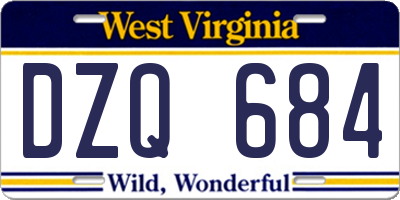 WV license plate DZQ684