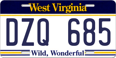 WV license plate DZQ685