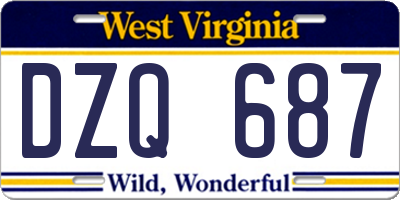 WV license plate DZQ687