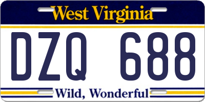 WV license plate DZQ688