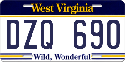 WV license plate DZQ690
