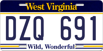 WV license plate DZQ691