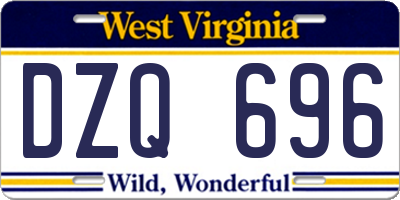 WV license plate DZQ696